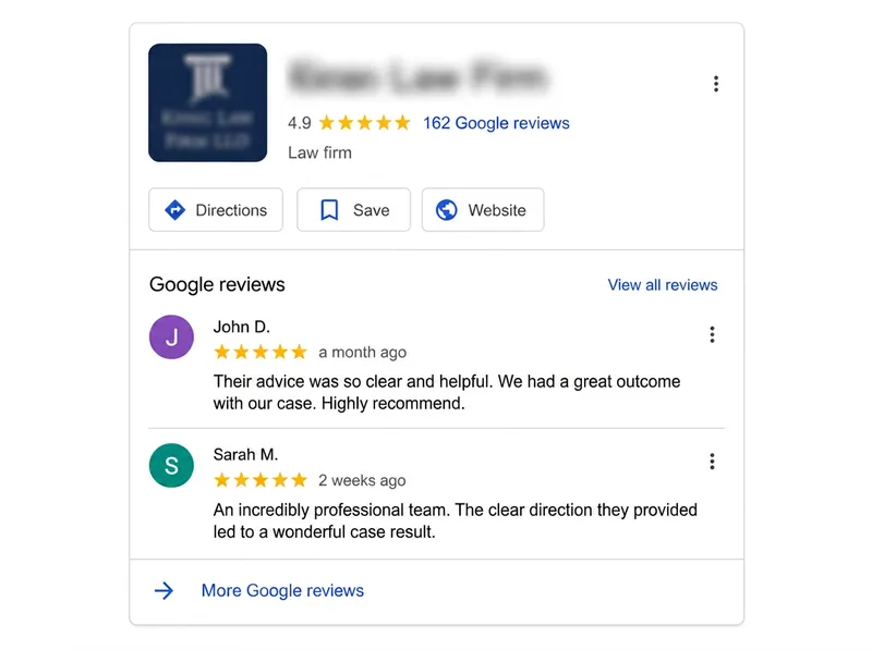 Real results of removal negative reviews - Law Firm Google Business Profile after our service